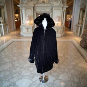 BLACK HOODED WINTER COAT